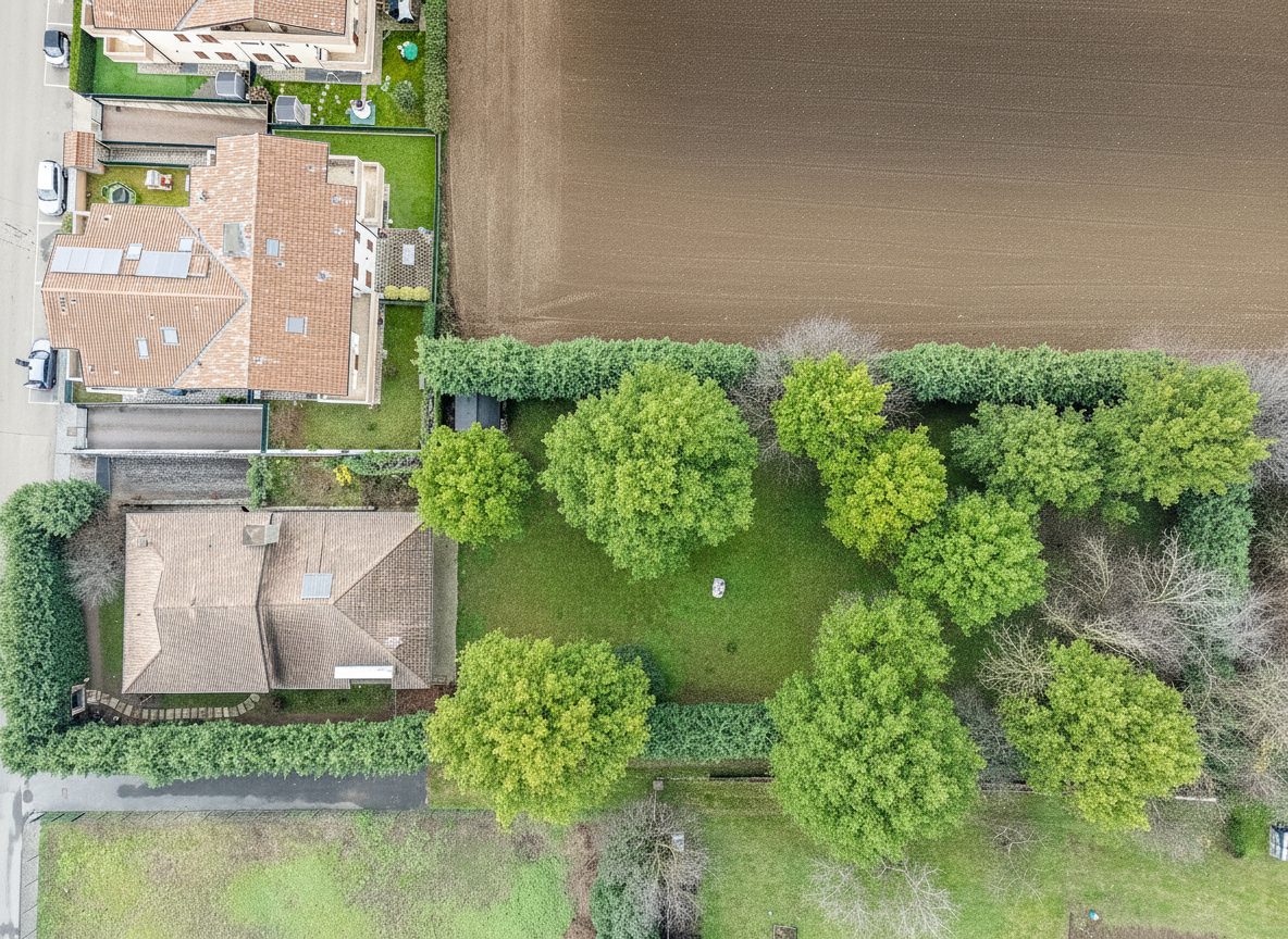 Vista aerea del giardino privato di 2000 mq